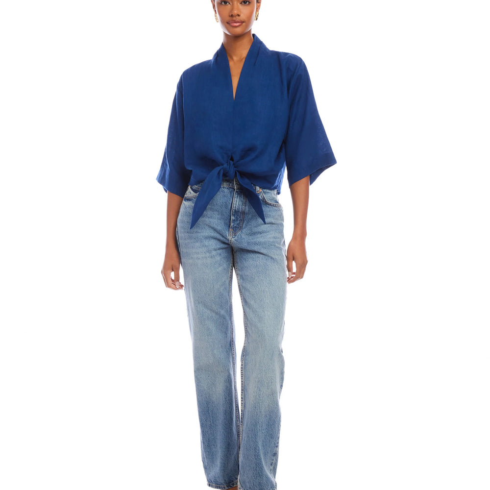 fifteen twenty Bernice Tie Front Top navy