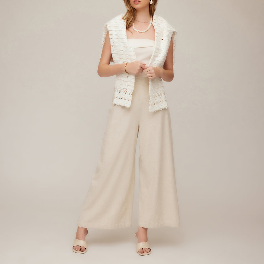 Model Wearing Kelsey Bandeau Top In White