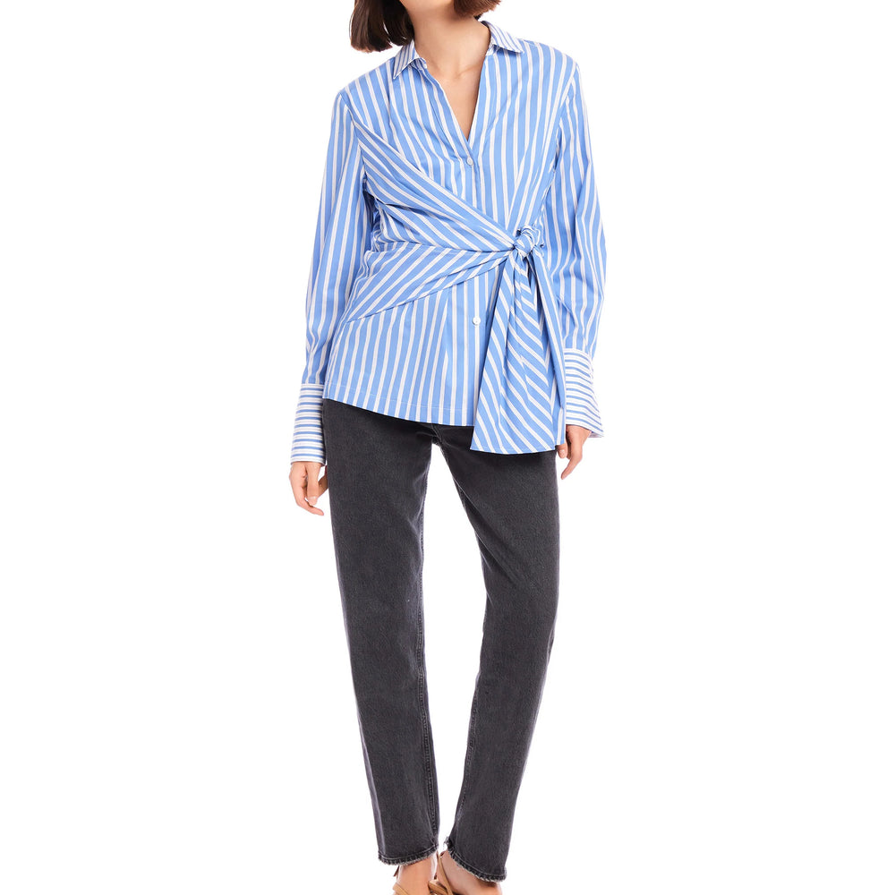 
                  
                    The Reese Shirt features a stylish stripe pattern and a collared button down design. With its wide tie front, it creates a fitted silhouette, perfect for a chic work-to-night outfit. Look and feel confident in this versatile piece.
                  
                