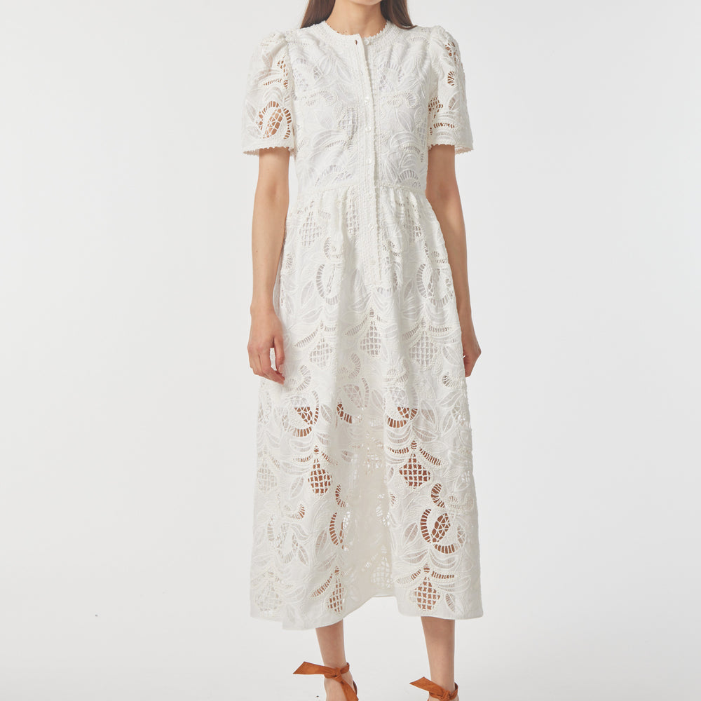 Gilner Farrar Nyla Dress In White Embroidery 