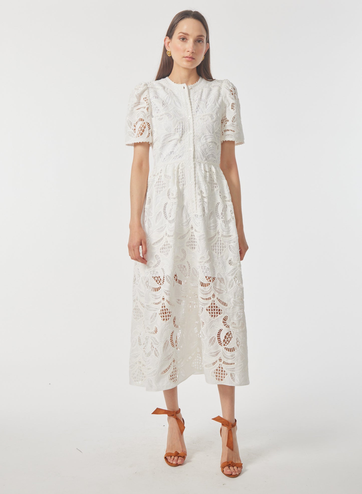 Gilner Farrar Nyla Dress In White Embroidery 