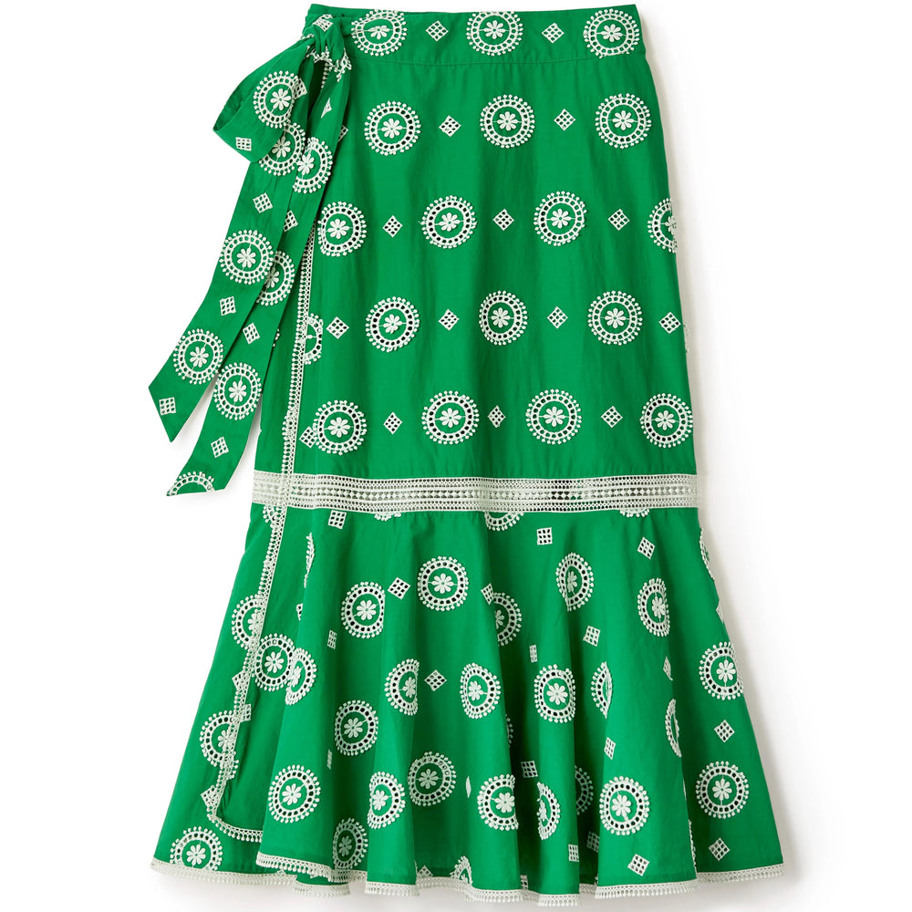 Cartolina Marlo Wrap Skirt In Jade Green