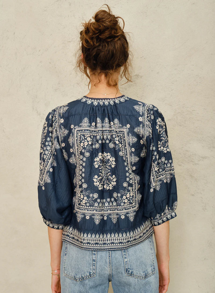 
                  
                    M.A.B.E Eden Print Jacket In Indigo
                  
                