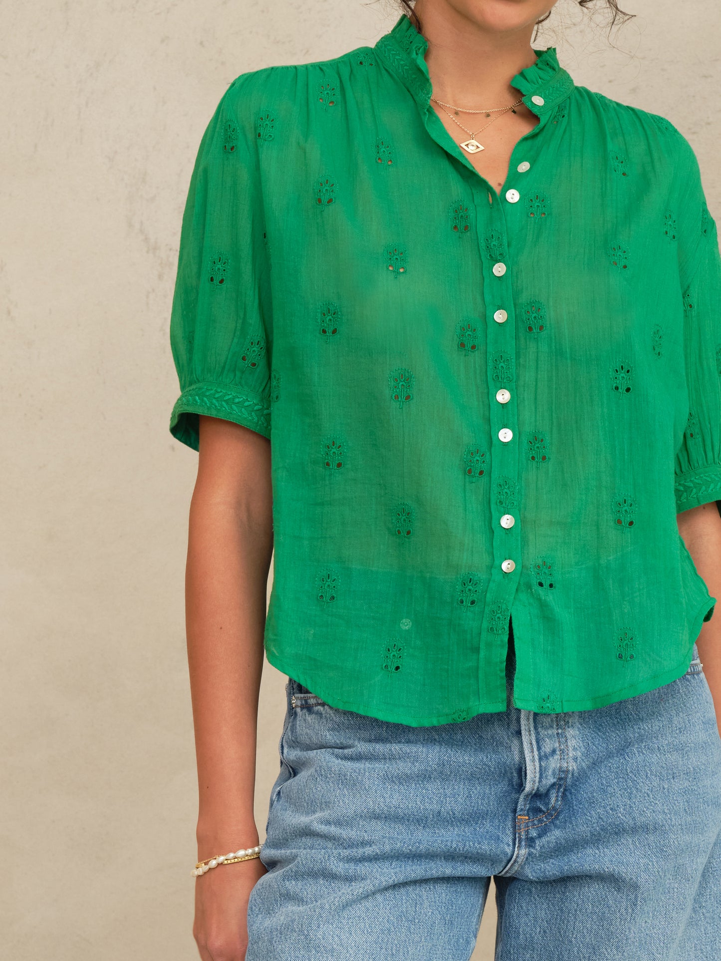 Frani Embroidered Short Sleeve Top by MABE Apparel