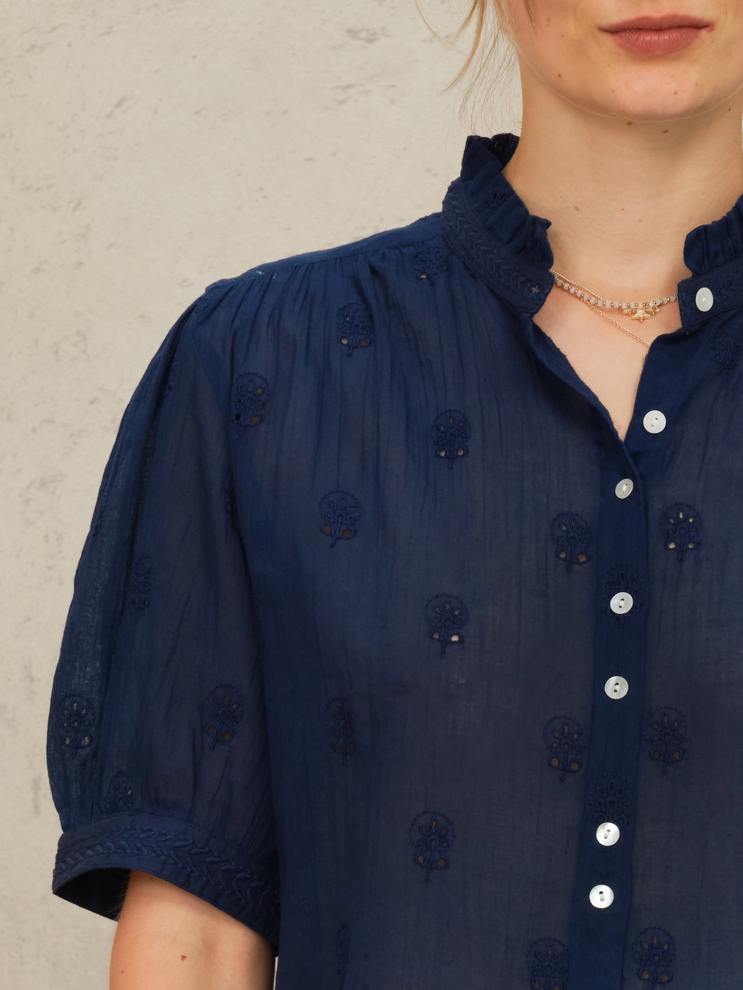 Frani Embroidered Short Sleeve Top by MABE Apparel