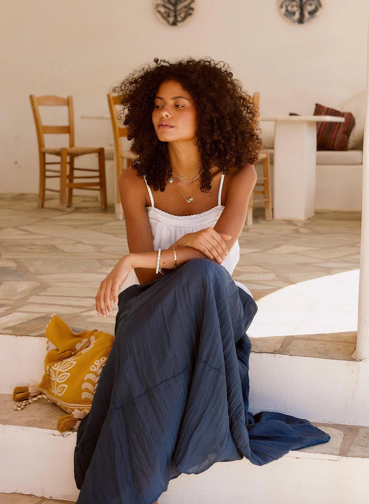 
                  
                    Kora Cotton Silk Maxi Skirt Indigo 
                  
                