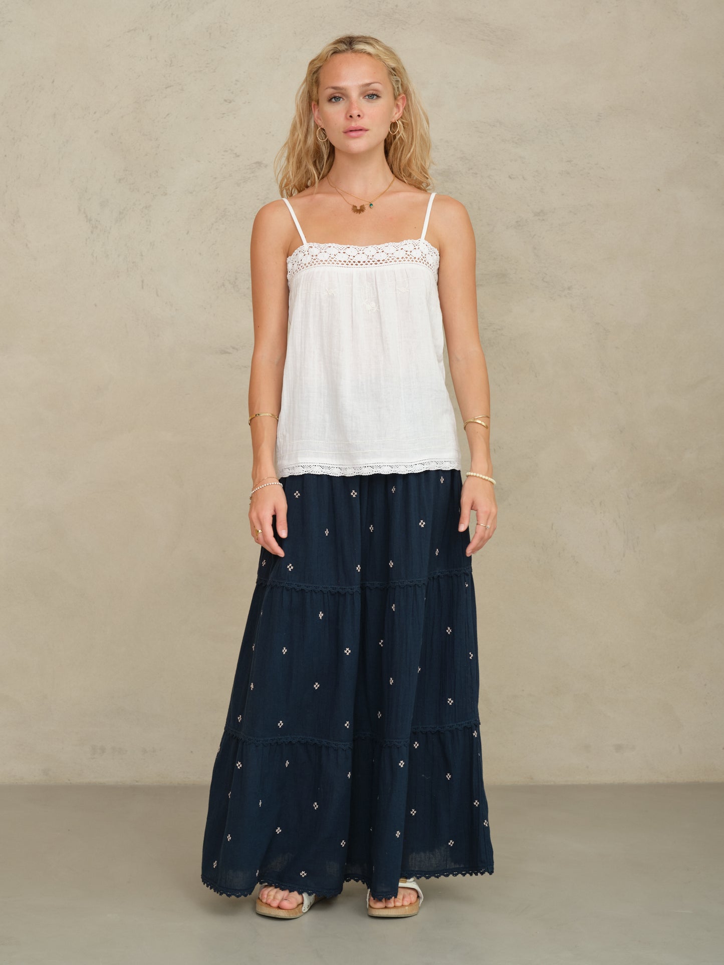 Lucca Embroidered Maxi Skirt by MABE Apparel