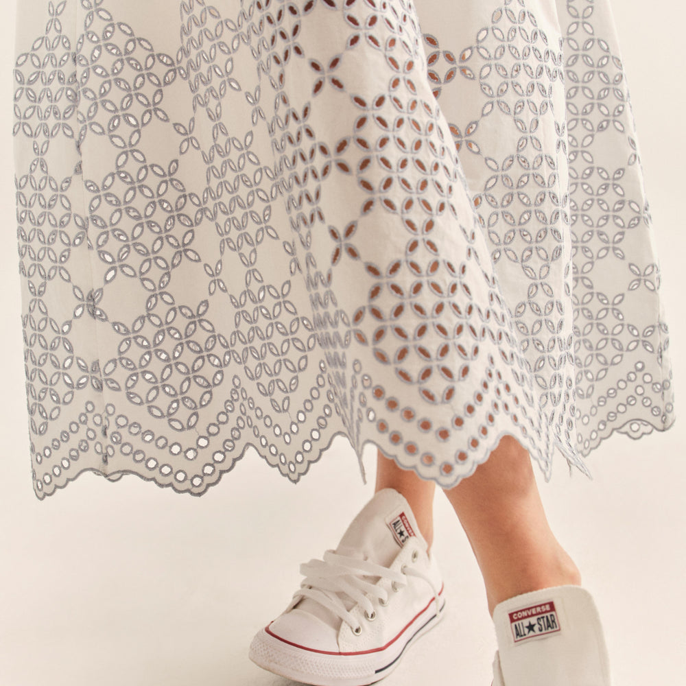
                  
                    Hem Close-up, Celine Midi Skirt In Optic White
                  
                