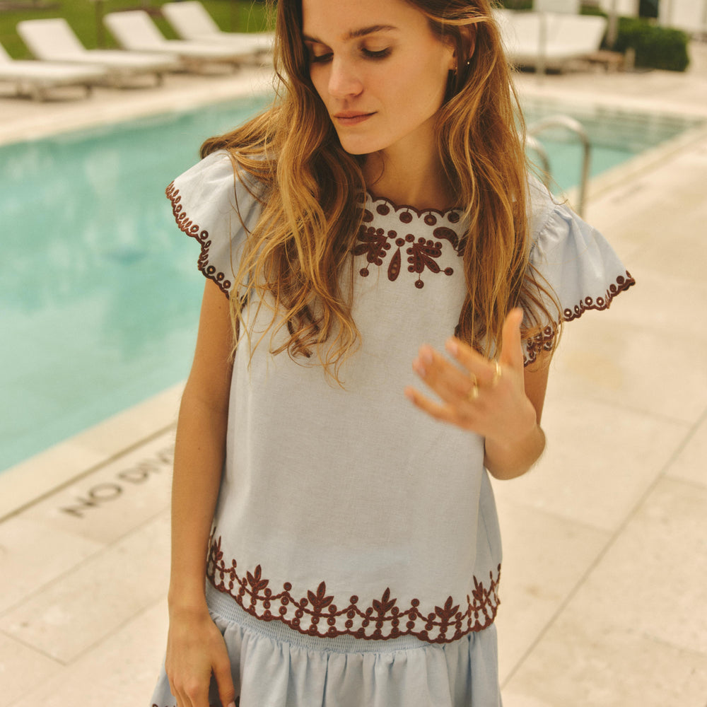 Cartolina The Cora Top in Sky